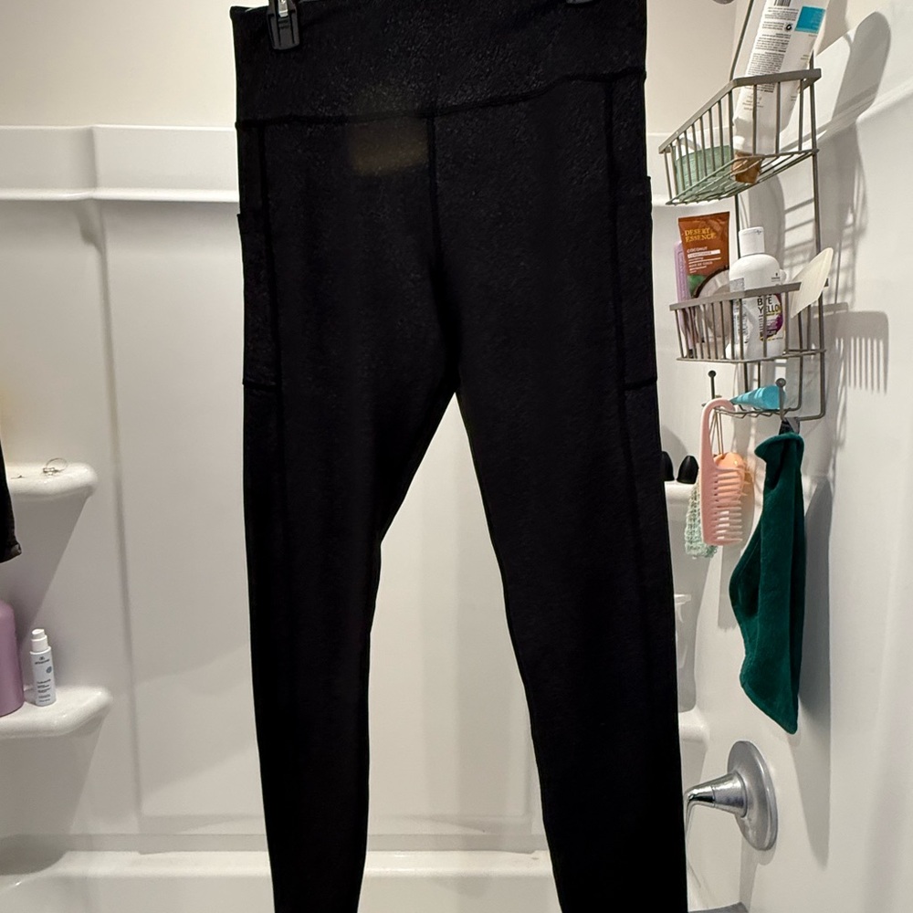 Black Glitter High-Waisted Leggings